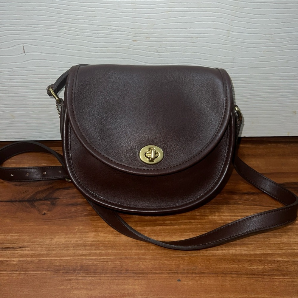 Vintage COACH Watson Dark Brown Smooth Leather Small Flap Crossbody Bag